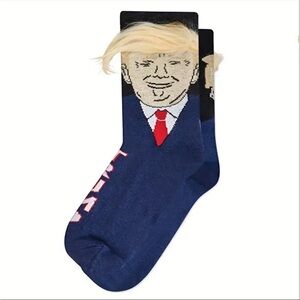 1 Pair Brand New Funny Donald Trump Navy Blue‎ Hairy Socks